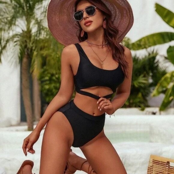 BLOOMING JELLY High Waisted Bikini Two Piece Bathing Suit High Cut Out - Picture 1 of 13